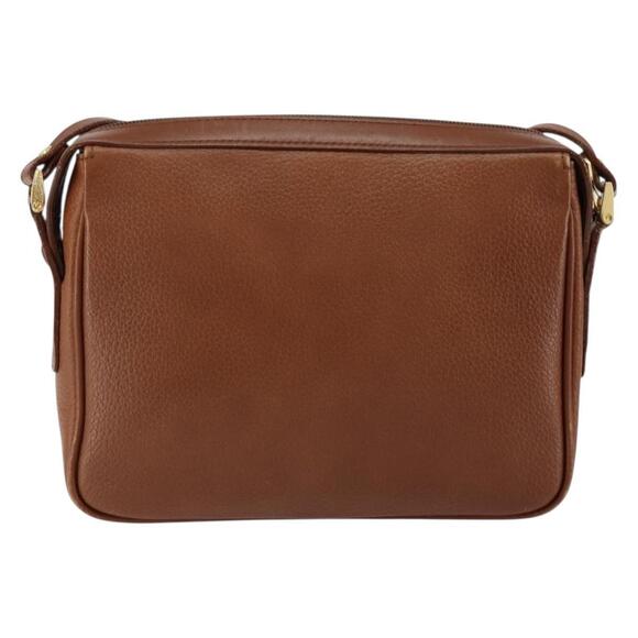 Burberrys Nova Check Shoulder Bag Leather Brown Gold Auth ep11687